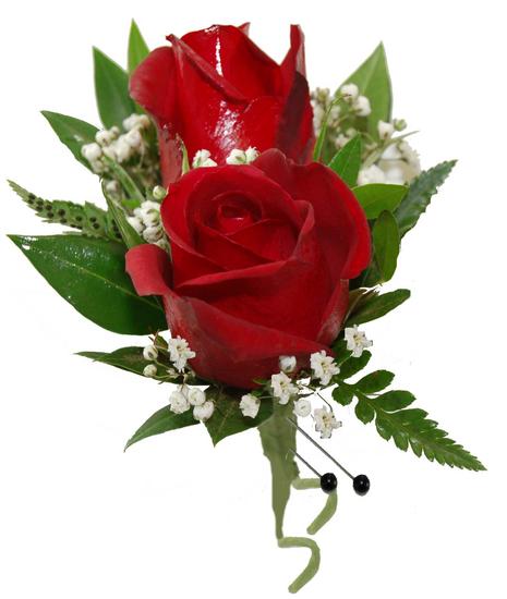 Double Miniature Red Rose Boutonniere (CBBCLA03) - Flower Patch